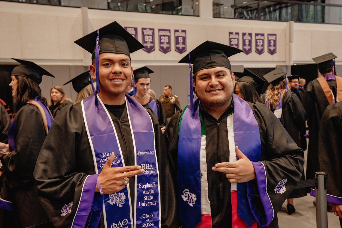 Congratulations, Lumberjack graduates! Your dedication has paid off, and today we celebrate your achievements. Carry the spirit of SFA wherever you go and tackle the world with the same determination that brought you here. #SFAAlumni #SFAGraduation #SFA24 🎓🗞️💜🎉