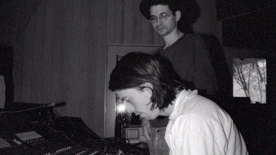 Dave Grohl in the studio with producer Steve Albini in 1993 while recording Nirvana’s “In Utero.”