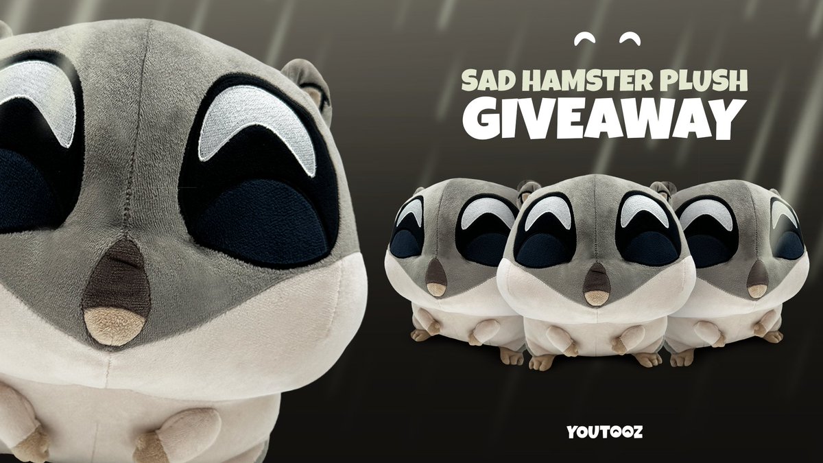 giving away free sad hamster plushies 🐹 to enter 👉 rt this post and tag a friend that needs a lil hamster plushie in their life 🥺 3 winners + their friends will receive the plushie! winners announced tuesday 🫡