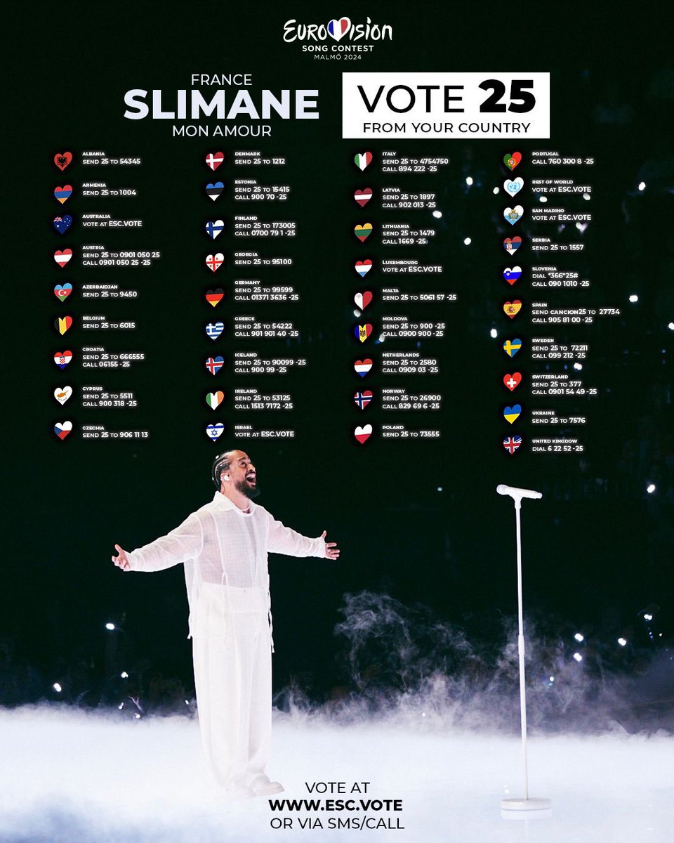 Ce soir je dépose mon cœur entier sur la scène de l’Eurovision. Ce soir je chante pour ma fille. Pour ma famille. Pour mon pays. Au nom de l’amour. Merci pour votre soutien 💙🤍❤️