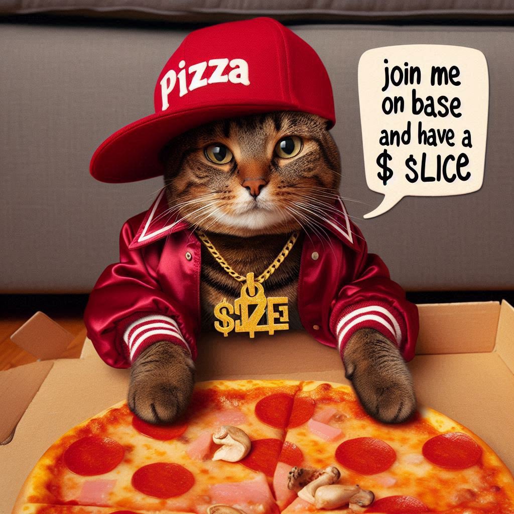 EVILGH0ST666's tweet image. Come grab a $SLICE with #PIZZACAT 
on #Base fun community and great content