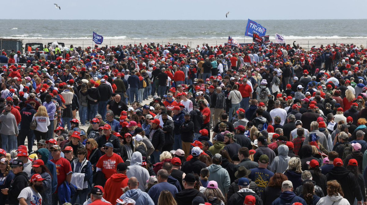 Join @realDonaldTrump live from Wildwood, New Jersey this evening at 5:00PM Eastern via DJT’s @RumbleVideo at rumble.com/v4u5oyz-presid…, or the live coverage that is underway @RSBNetwork: rumble.com/v4r3rpr-live-t…. The current scene in Wildwood, NJ—for this evenings #TrumpRally….