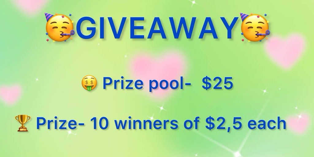🔥ATTENTION GIVEAWAY 💵

🤑Prize pool-  $25
🏆Prize- 10 winners of $2,5 each  
⏳Deadline 14 May 17:00 UTC
 
  Rules:  
✔️Follow @lina02near 
✔️RT & like  this publication
✔️Tag 3 Friends in comment   

📇‼️ #NEAR wallet address in the comments

Support me, this is my first…