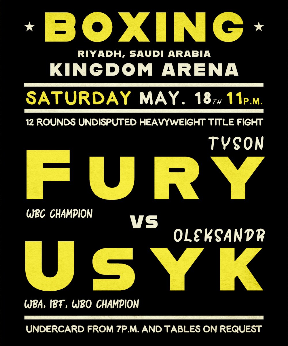 One. More. Week.

Who will be crowned undisputed heavyweight champion on May 18th?

#FuryUsyk