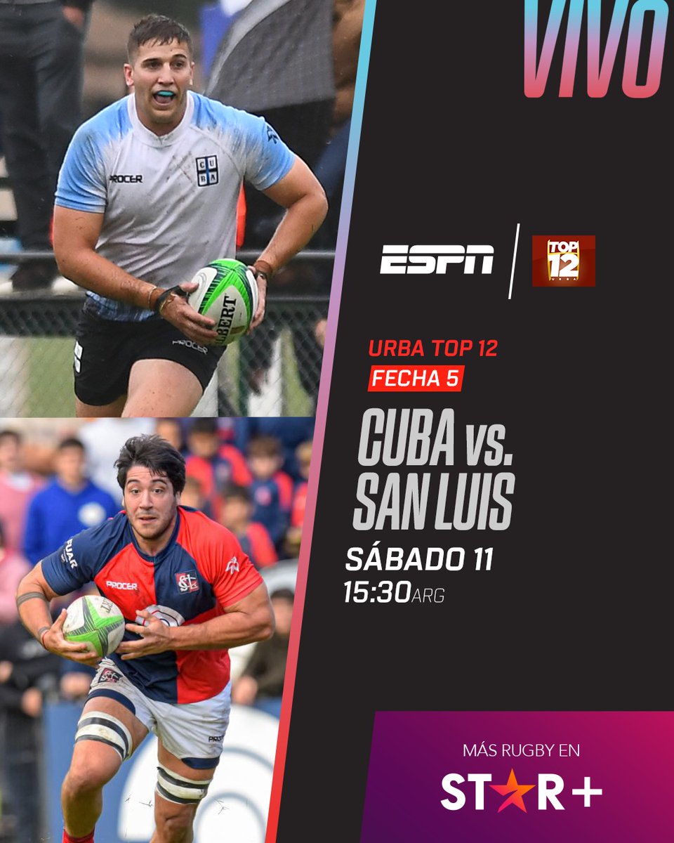 🏉 YA estamos en VIVO con la acción de la fecha 5 del URBA Top 12 @cubarugby_vqv 🆚️ @clubsanluis_ok 🎙 Con @jmaltube y @trinibavio