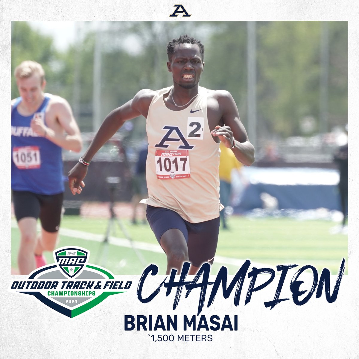 🚨 MAC CHAMPION 🚨 👏 @ZipsTFCC Brian Masai wins the @MACSports men's 1,500M crown to earn his fifth career league title with time of 3:45.16. #GoZips | @ZipsTFCC 🦘