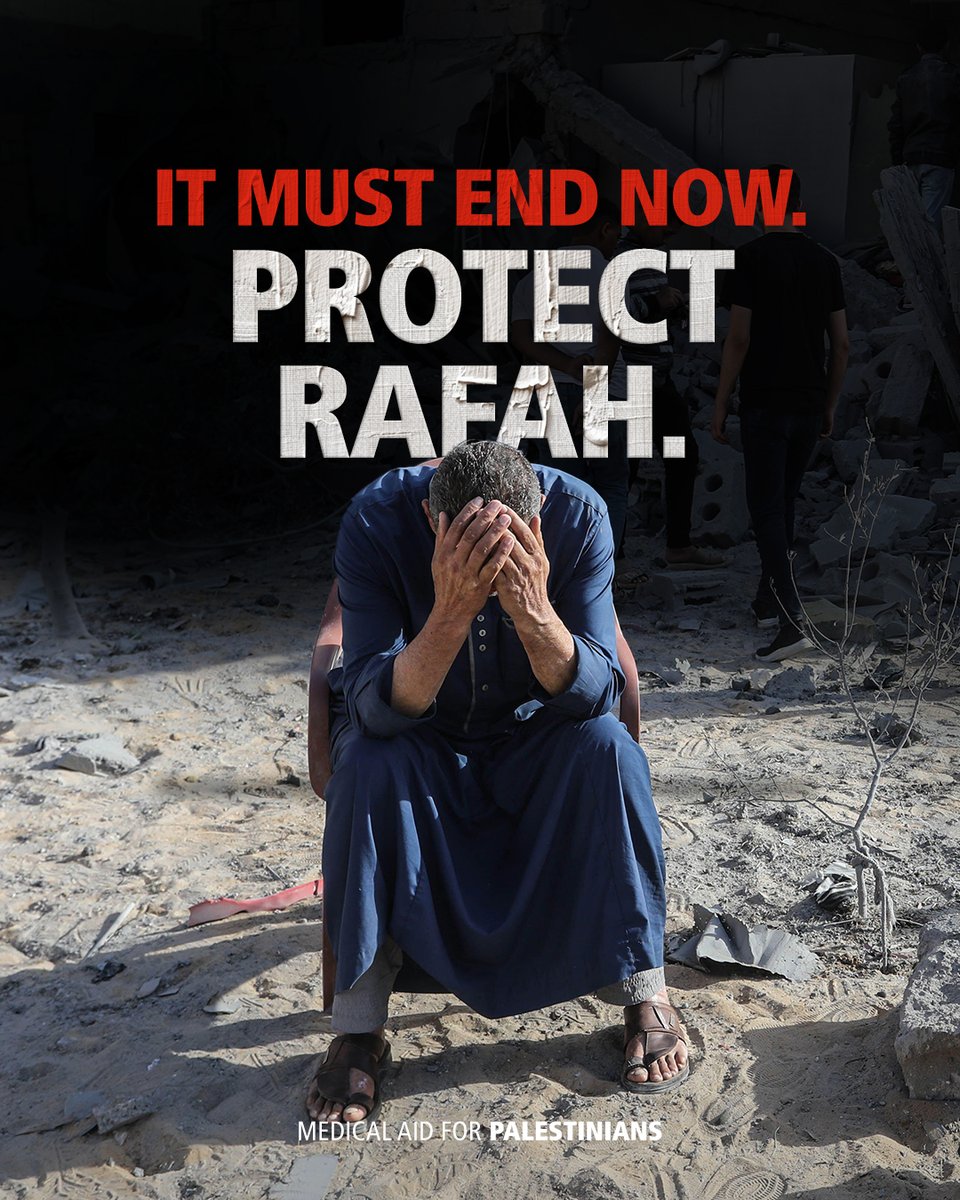 People in #Rafah are already starving, and are facing famine and infectious diseases. Israeli military airstrikes have hit Rafah for months, killing civilians, including children. Their operations have now intensified. 🔴 It must end now. Take action: bit.ly/3WaiuBv