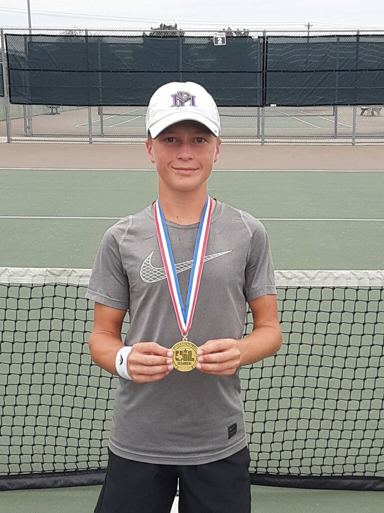 PatrickM_Hinson's tweet photo. Sophomore Cooper Womack wins the boys singles Regional Championship today at Bryan Rudder HS! 

Headed to STATE! Marble Falls HS is finishing the school year strong! https://t.co/9VfkMuZPJw