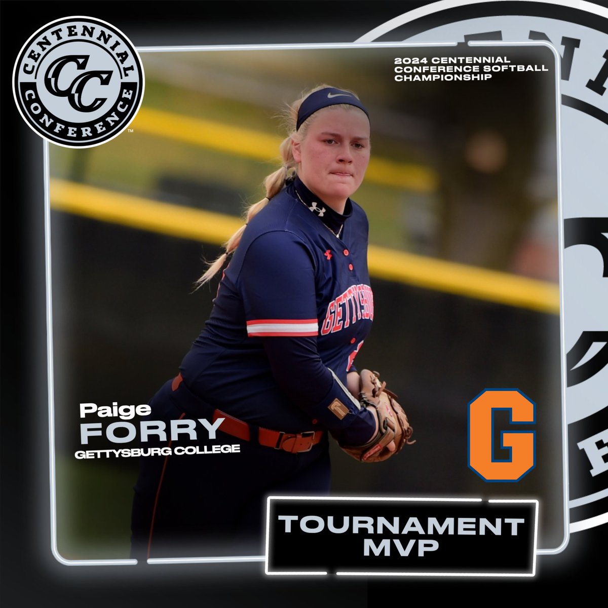 🏆SB | CHAMPIONS @GburgSoftball1 is the 2024 Centennial Conference Softball Champions! This marks the Bullets' first #CCsb tournament title since 2018. Tournament MVP: Paige Forry #CentConf #d3sb