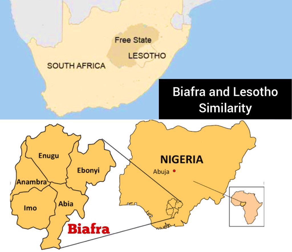 South-East (Biafra) Nigeria, Is The Lesotho Of West Africa - A Reality They Must Learn To Live With.

The expansionists know quite well that Ikwerre is not Igbo or Ibo as they are originally known, but because of their Biafra agenda and with the fact that Ibo land is landlocked,