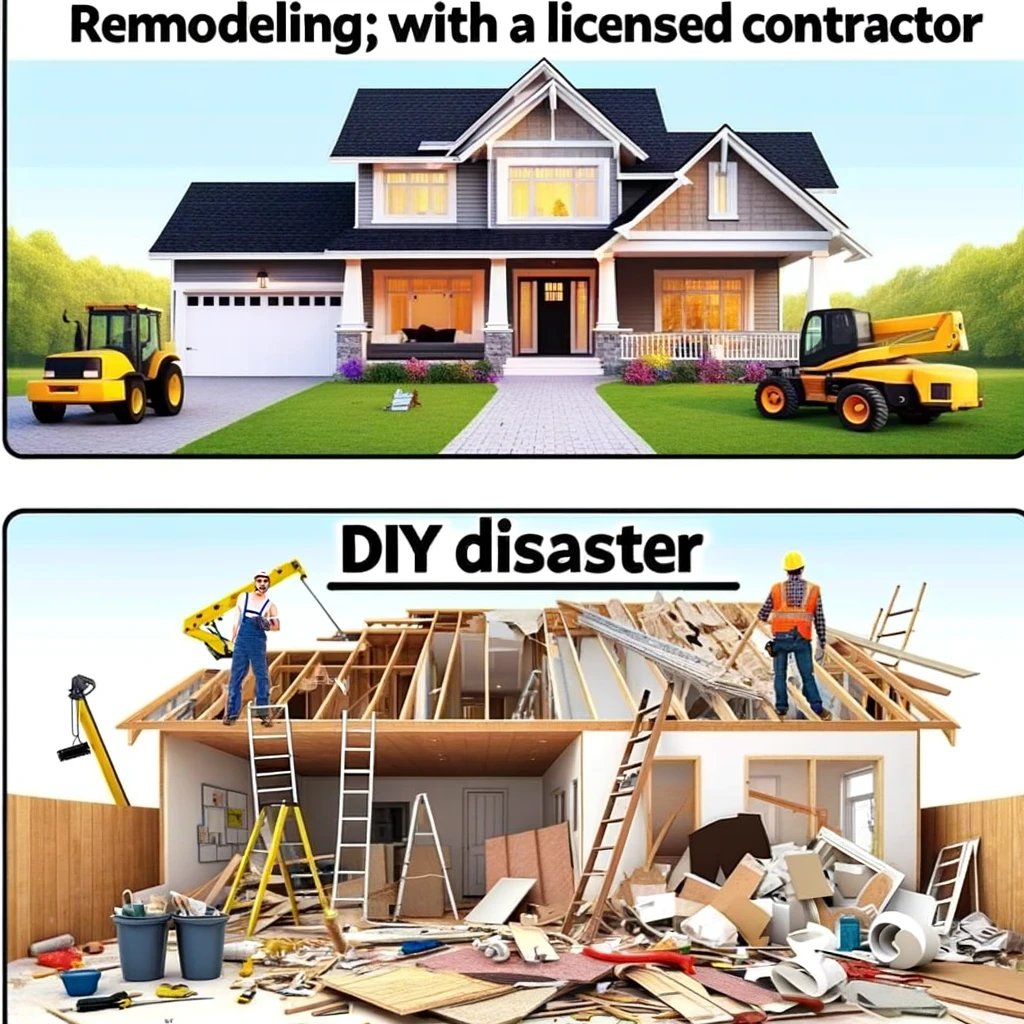 'Transform your home the right way! 🏡✨ Choose licensed contractors for a safe, stylish remodel. Avoid DIY pitfalls. Invest in quality, not chaos. 🛠️🚫 #SmartRenovation #LicensedContractors #HomeMakeover #DIYDisaster 🏠🎨'