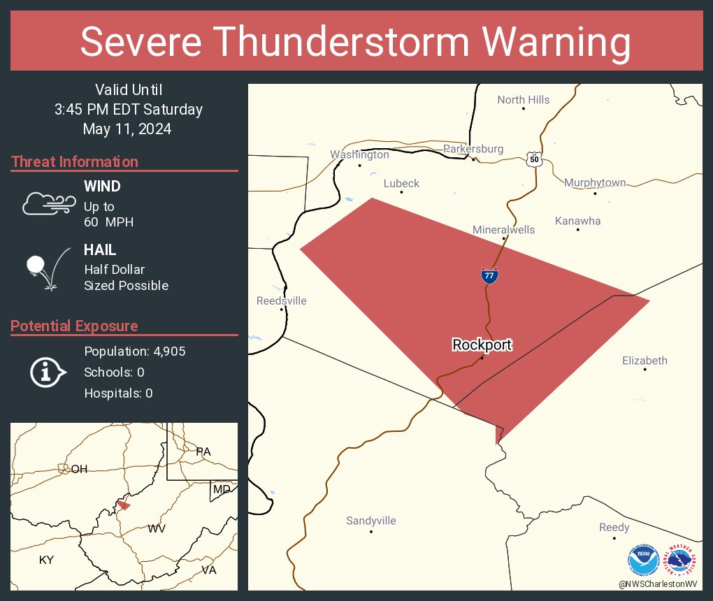 Severe Thunderstorm Warning including Rockport WV until 3:45 PM EDT