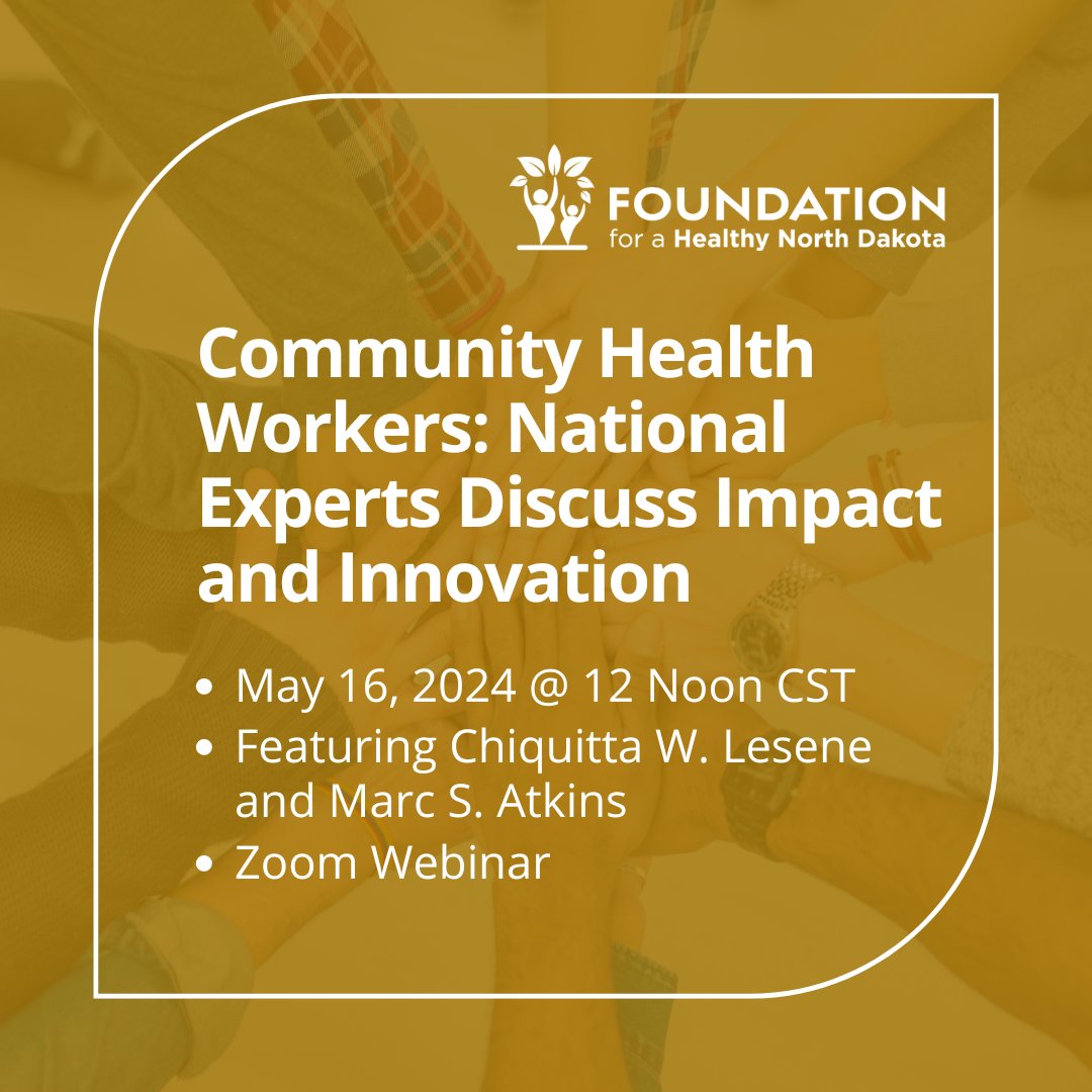 At our upcoming webinar, we'll be joined by two experts to discuss the impact of community health workers — people who interact with the community through service professions that are trained in health topics. Join us on Thursday, May 16th at 12 noon CT! bit.ly/4dnS4T1