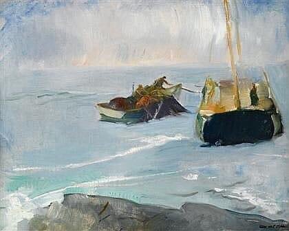 Alice Kent Stoddard (American, 1884-1976) - Fishing Boats In A Squall