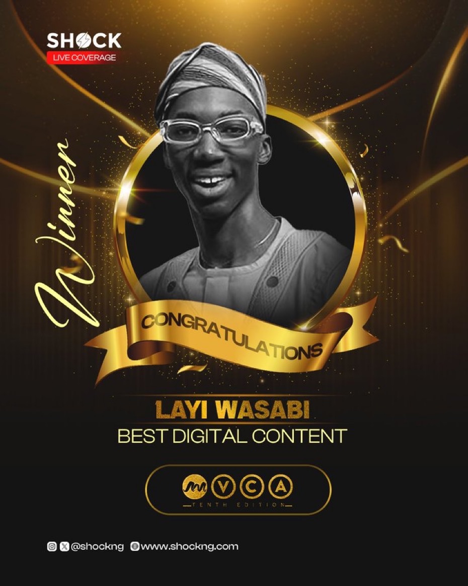 Layi Wasabi wins the Best Digital Content Creator #AMVCA10