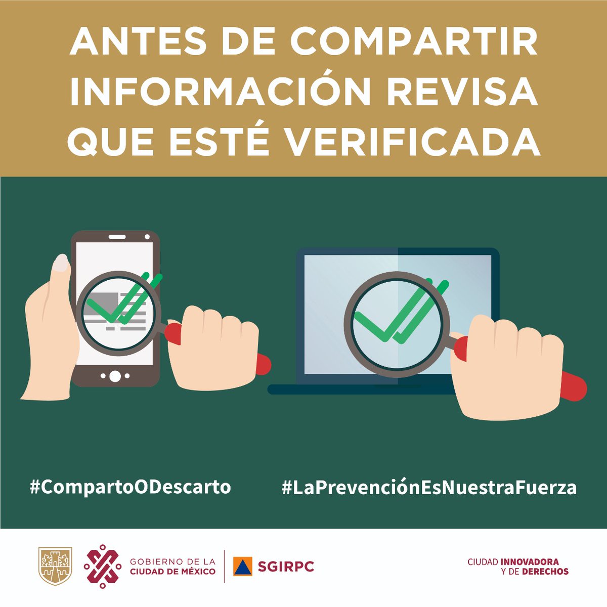 La información falsa confunde, retrasa los servicios de emergencia y daña los protocolos de atención. ▶️Revisa que la información sea oficial y vigente ▶️No envíes información no verificada ▶️No hagas caso a rumores #CompartoODescarto