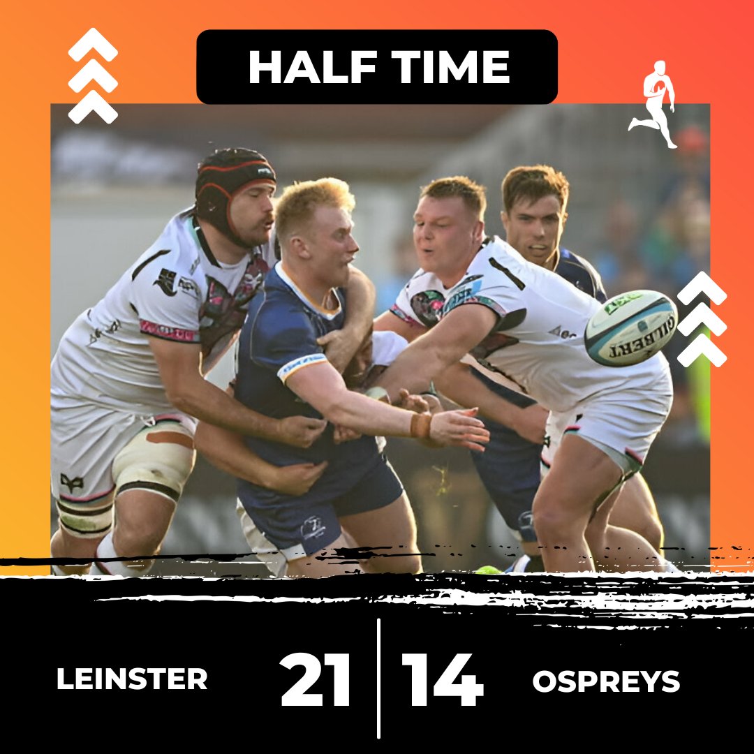 Leinster score 3 tries to Ospreys 2 to lead at half time!