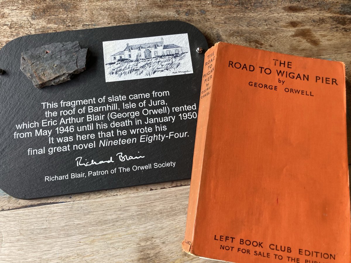 An honour to deliver annual AGM talk at ⁦⁦@Orwell_Society⁩ today. I spoke about how communities are building their own Roads From Wigan Pier - and received these incredible gifts. #WiganPierProject