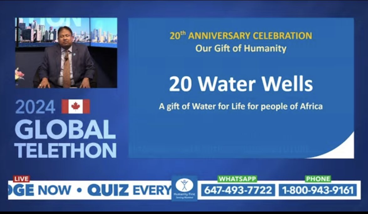 The final leg of our global #telethon is live from #Canada currently talking about #water projects. Join the @humanityfirst team at humanityfirstcanada.ca/globaltelethon/ #HFDay24