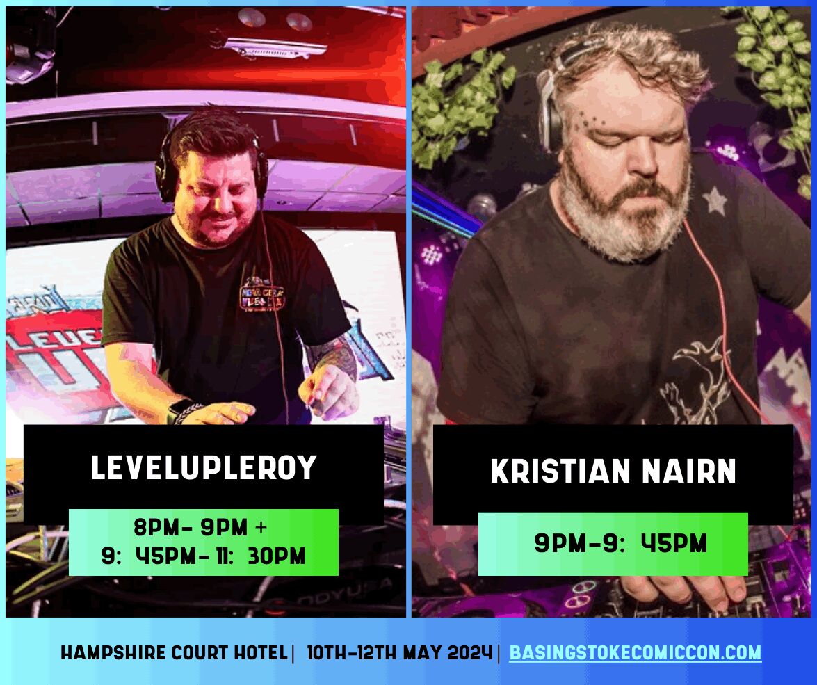 EVENING ENTERTAINMENT NOW ON 🙌🏻

👉🏼 LevelUpLeroy DJ Set: 8pm - 9pm
👉🏼 Kristian Nairn DJ Set: 9pm - 9:45pm
👉🏼 LevelUpLeroy DJ Set: 9:45pm - 11:30pm

Get down and dance the night away 🪩🕺🏼

#kristiannairn #comicconuk #djset #levelupleroy