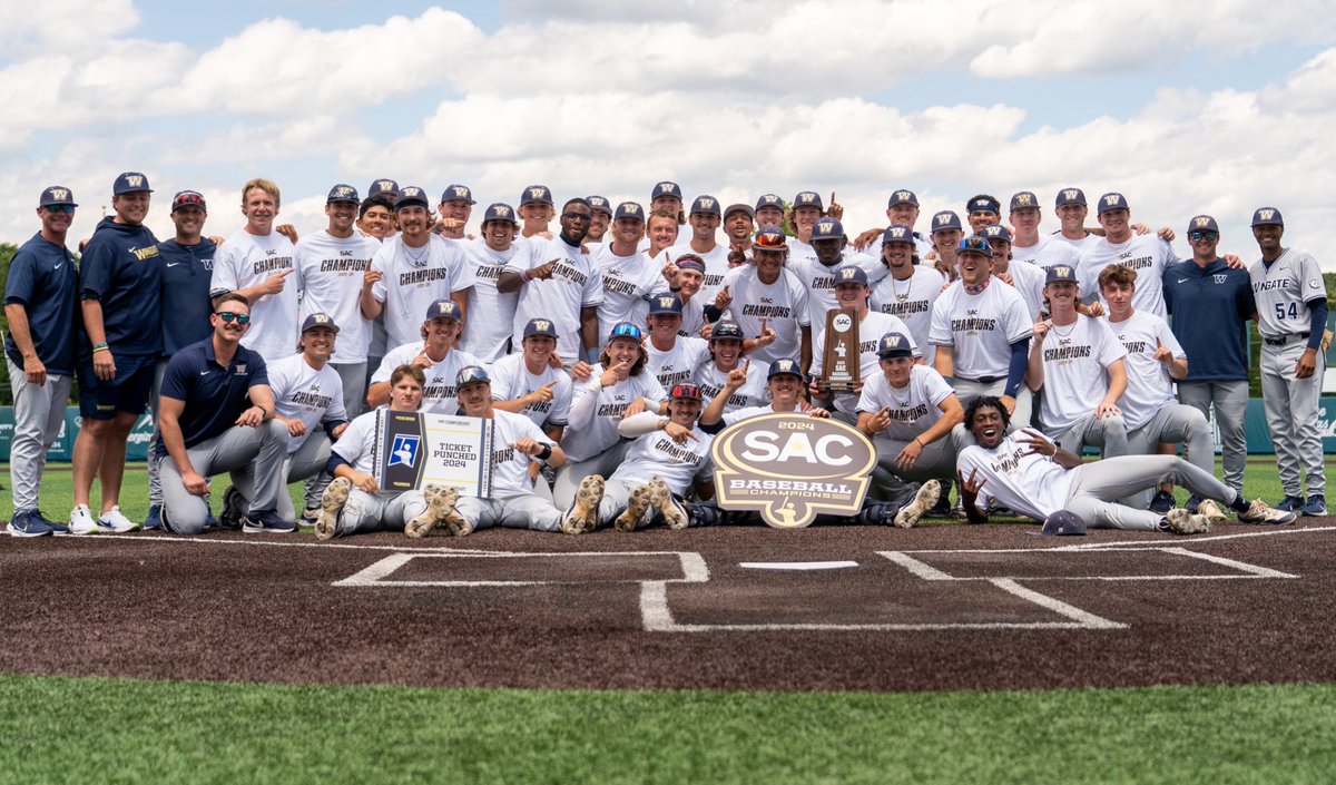 🏆 SAC CHAMPS 🏆

For the 8th time in program history and 2nd time in the last 4 years <a href="/WingateBaseball/">Wingate Baseball</a> is your SAC Tourney champion!! 

The ‘Dogs swept LMU in the championship series, rolling to an 9-1 victory Saturday! 

Next up ➡️ NCAA Tourney! 

#OneDog