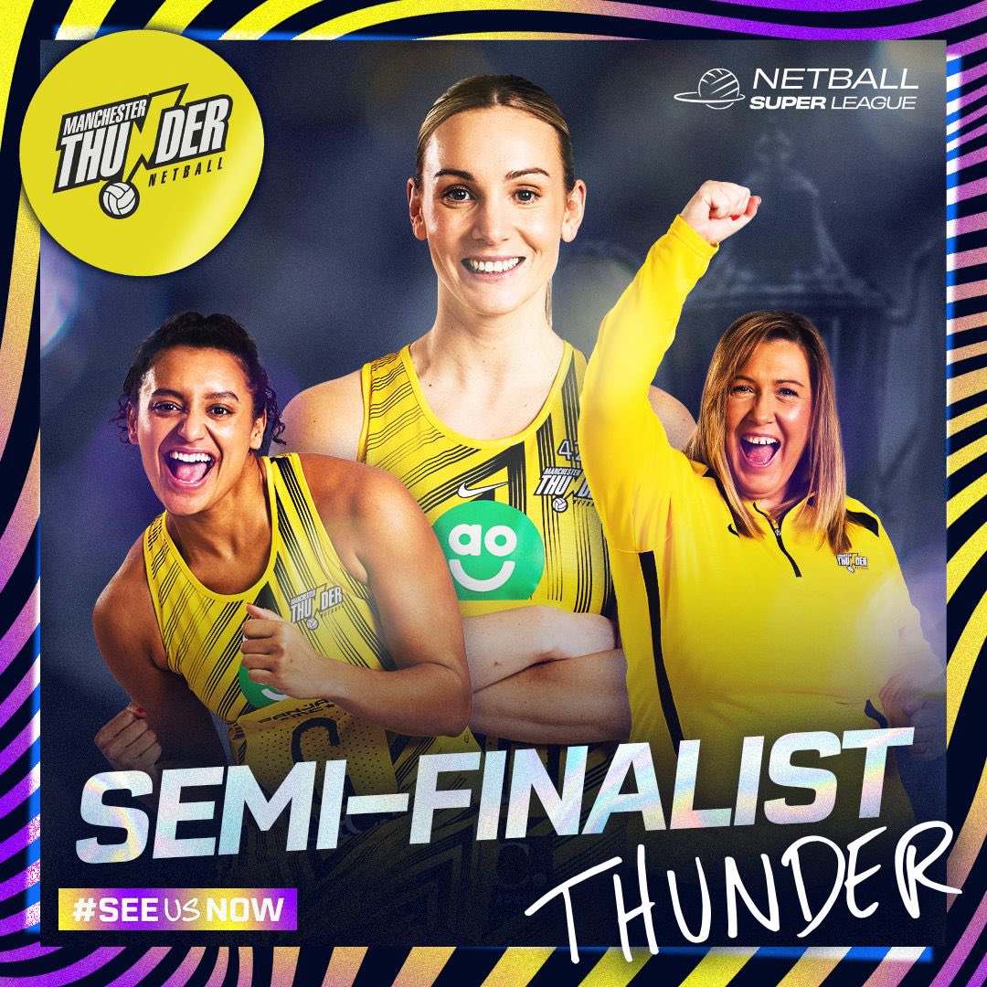 And with that win, we have confirmed our @netballsl semi-final spot 😍 The hard work continues for your Thunder girls as we look to secure a home semi-final for our Thunder fans! It’s been a great season so far and we go again on Friday at Belle Vue! #NSL2024 #seeusnow