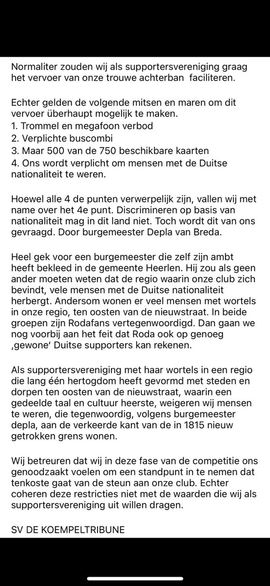 Voetbalsupporters, de enige mensen in dit land waarbij discriminatie, collectieve straffen etc. genormaliseerd worden. En door dit soort absurde maatregelen zijn niet alleen de supporters maar uiteindelijk ook de spelers slachtoffer. Support is no crime! 🤬
#RodaJC #NACROD