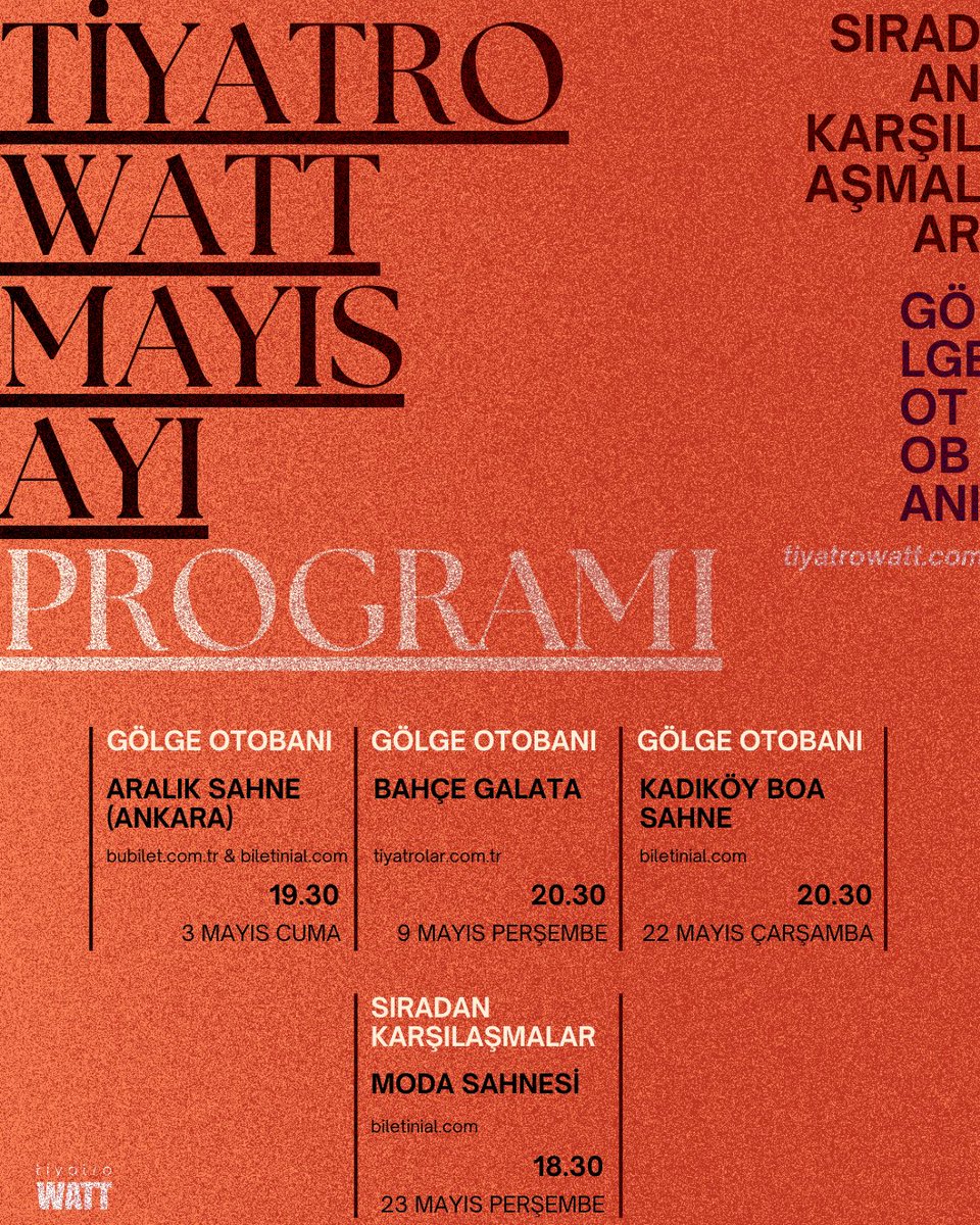 Tiyatro Watt Mayıs 24 Programı