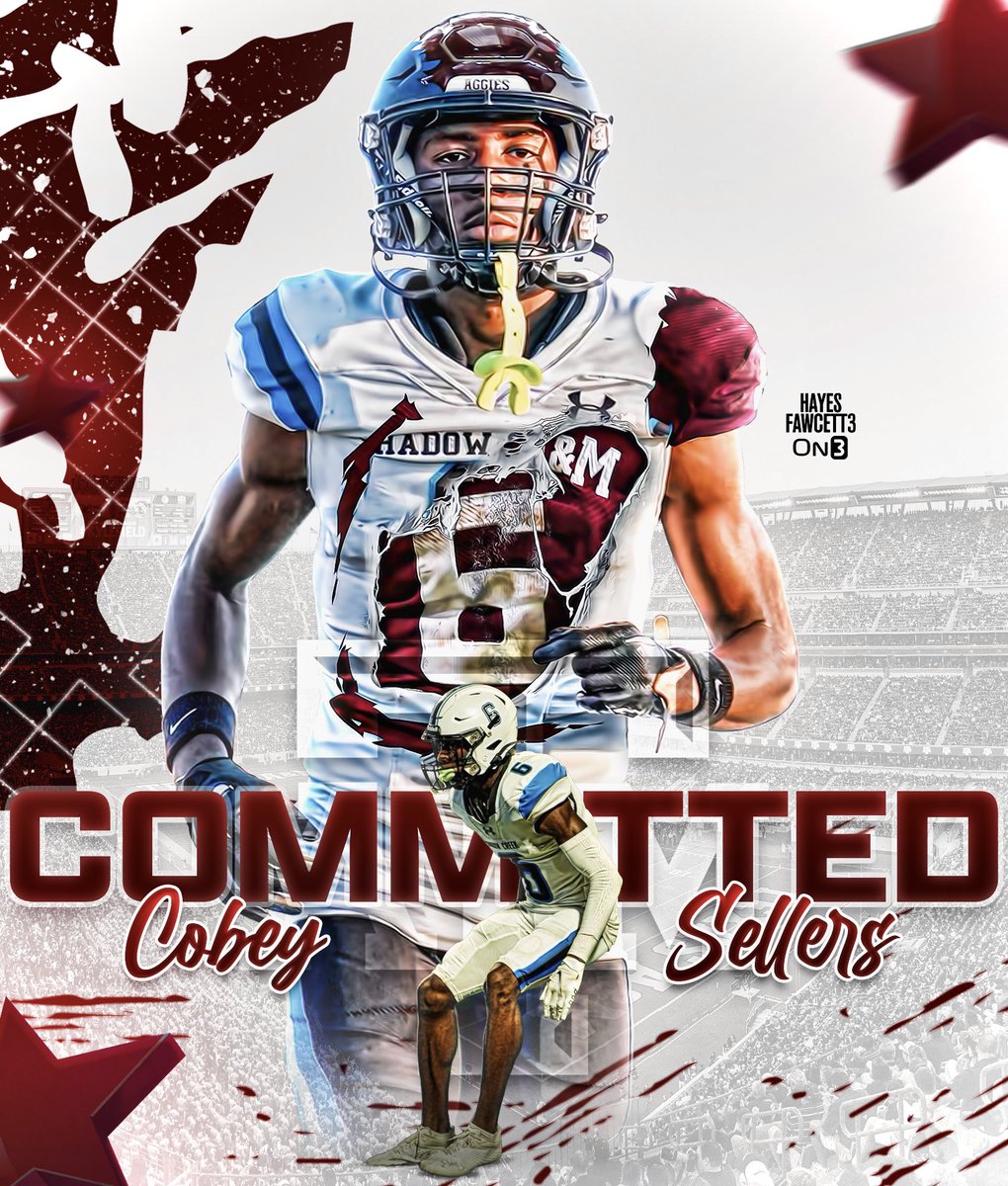 BREAKING: Four-Star CB Cobey Sellers has Committed to Texas A&M, he tells me for @on3recruits The 6’0 173 CB from Pearland, TX chose the Aggies over Texas and Oklahoma “Aggie Nation, I’m coming” on3.com/db/cobey-selle…