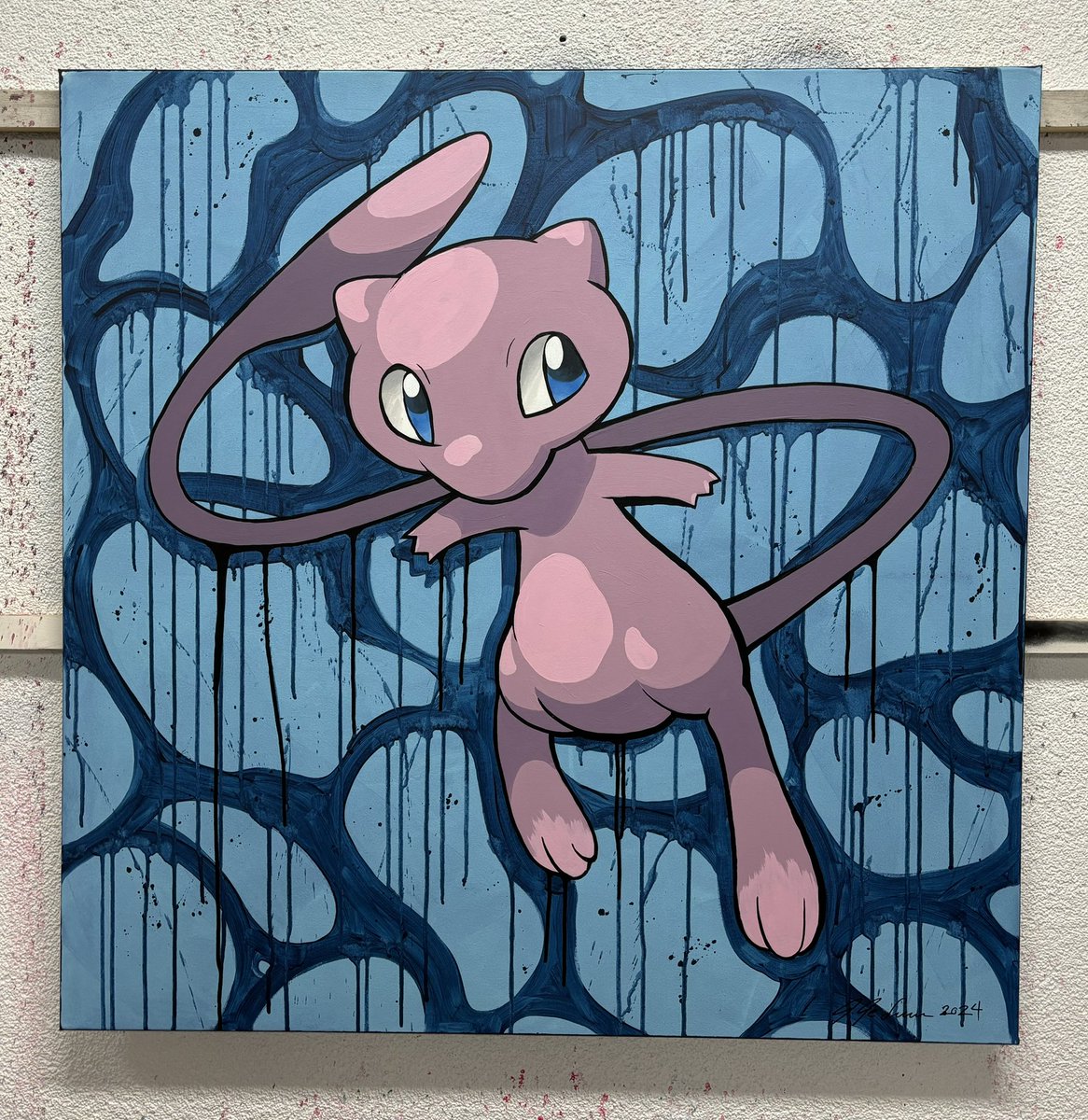 Mew is Finish! Took me 2 days of work, but it was worth it. i love the outcome.🤘💜 What do you think? Would you hang it?👀