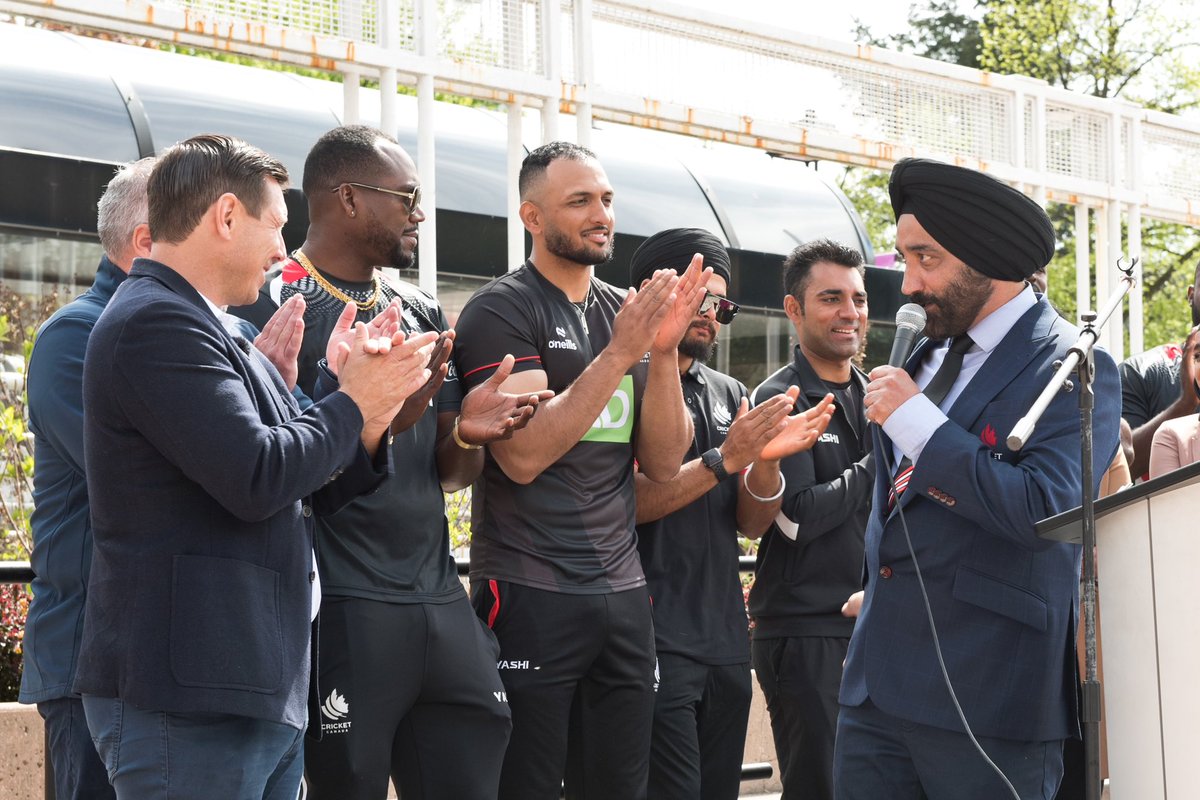 It was an incredible day in the @CityBrampton as the @ICC and @officialcricketcanada brought the legendary @T20WorldCup Trophy to the city. Cricket fans gathered at Ken Whillans Square to meet some members of #TeamCanada and snap a photo with the #T20WorldCup Trophy. 🏆