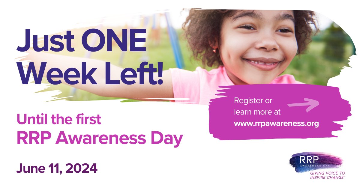 Only 1 week to go until RRP Awareness Day, a multi-stakeholder event to raise awareness and bring together individuals living with RRP, caregivers, clinicians, and government officials. View details at rrpawareness.org and join us!