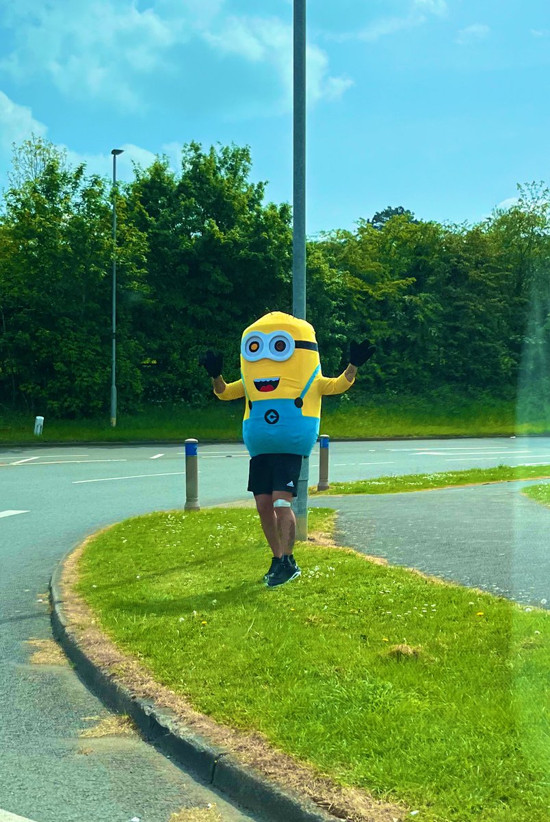 Well I saw this minion waving at everyone in Groby, Leicester. What was this all about? …. If he’s fundraising then I’d love to contact him. He was there for hours raising a smile 🤣🤣 #Minion #Leicester