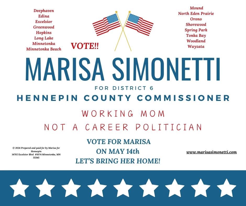 And Heather Edelson voted to mandate the flag instead of allowing a state wide vote. That is why it is extremely important that everyone vote Tuesday for Marisa Simonetti for Hennepin County Commissioner. Let’s send a strong message and Vote HEATHER OUT! Marisa is our common