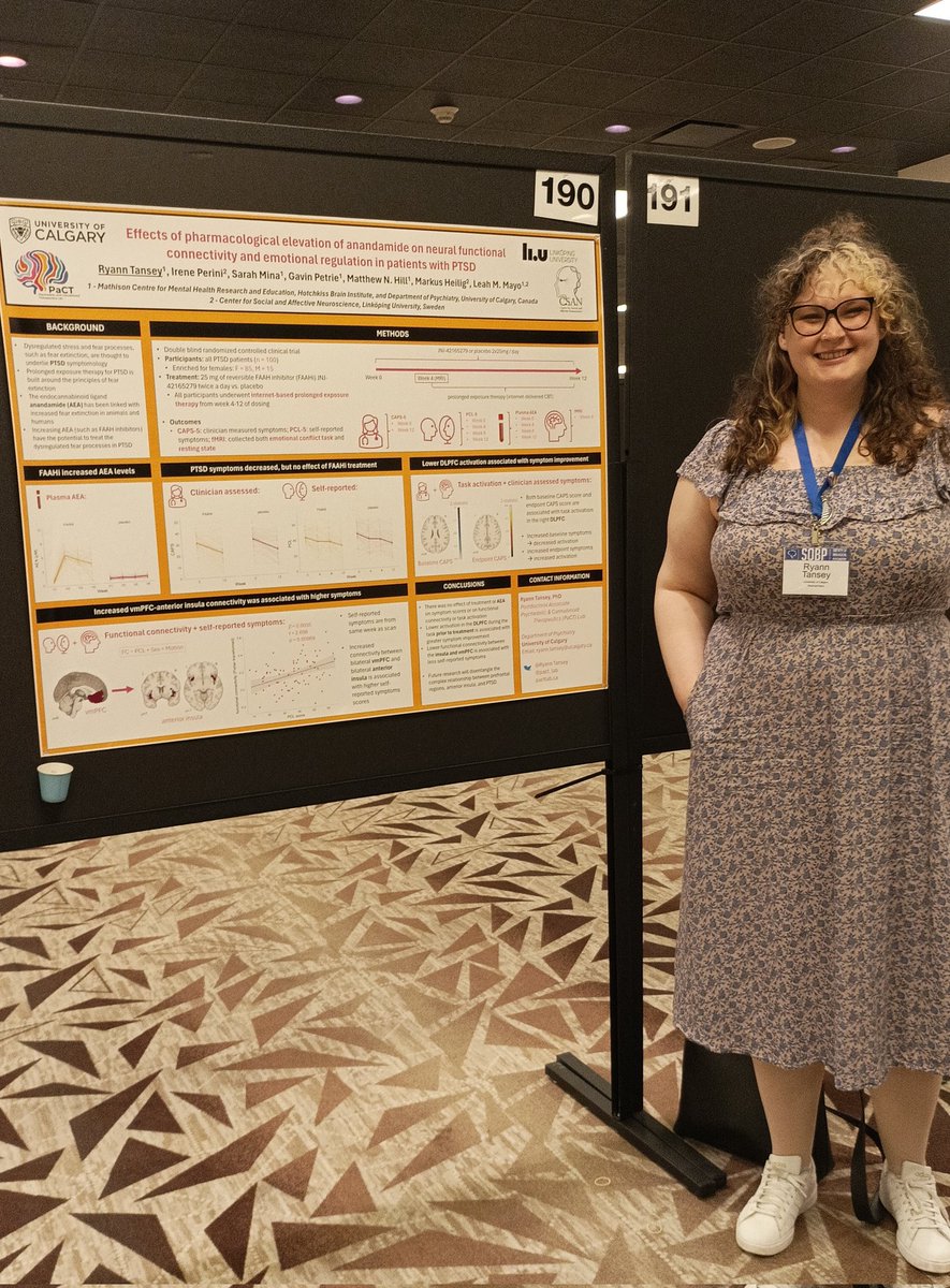 Leah Mayo (@mayoonthebrain) on Twitter photo Poster 190 today at <a href="/SOBP/">Society of Biological Psychiatry</a> #SOBP2024
Postdoc @RyannTansey will present clinical & neural outcomes from a clinical trial elevating anandamide via FAAH inhibition in PTSD patients - another collab w/ <a href="/canna_brain/">Matt Hill</a> and my former <a href="/CSAN_LiU/">CSAN</a> colleagues <a href="/Heilig_Lab/">Heilig Lab</a> & <a href="/NeuroIP/">Irene Perini</a> Poster 190 today at <a href="/SOBP/">Society of Biological Psychiatry</a> #SOBP2024
Postdoc @RyannTansey will present clinical & neural outcomes from a clinical trial elevating anandamide via FAAH inhibition in PTSD patients - another collab w/ <a href="/canna_brain/">Matt Hill</a> and my former <a href="/CSAN_LiU/">CSAN</a> colleagues <a href="/Heilig_Lab/">Heilig Lab</a> & <a href="/NeuroIP/">Irene Perini</a>