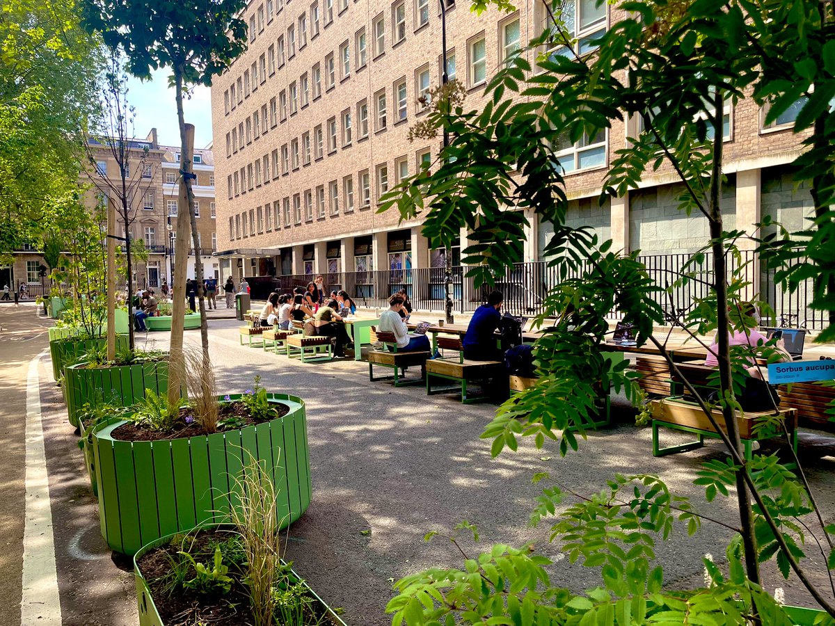 BCI_realm's tweet photo. Something new coming to @ucl @CamdenCouncil on the north side of Gordon Square.  What was once a logistics yard devoid of daily public life is now a lively space for the @ucl students and local community. @LDADesign with #doubleyellow magic from @WillSandyDesign https://t.co/iBMDhGVmJj