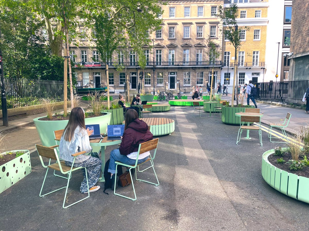 BCI_realm's tweet photo. Something new coming to @ucl @CamdenCouncil on the north side of Gordon Square.  What was once a logistics yard devoid of daily public life is now a lively space for the @ucl students and local community. @LDADesign with #doubleyellow magic from @WillSandyDesign https://t.co/iBMDhGVmJj