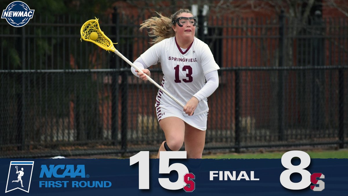 Stevens defeats Springfield, 15-8, in the first round of the NCAA Women's Lacrosse Championship. Congratulations to the Pride on a great season, culminating in the program's second ever at-large bid. #GoNEWMAC // #WhyD3