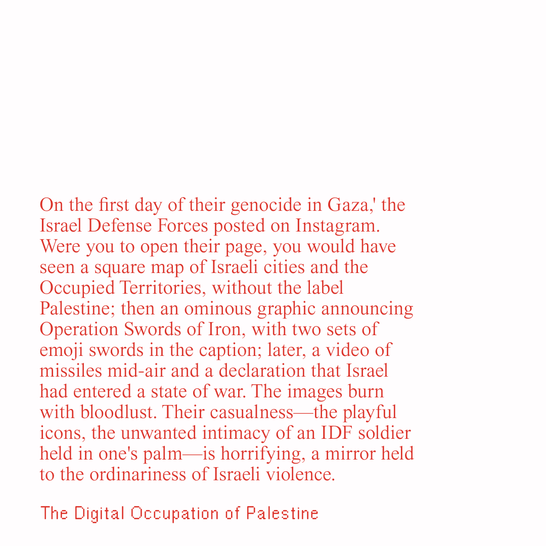syntaxmag's tweet photo. "Algospeak promises to cut through systemic social media censorship of Gaza. Is it working?"

Read: https://t.co/Si0j8bp8zA https://t.co/cGdTiq8J3Q