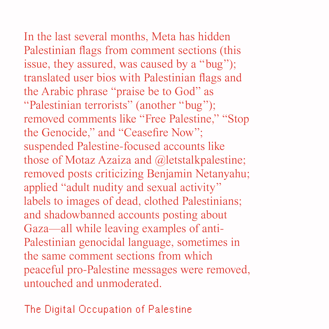 syntaxmag's tweet photo. "Algospeak promises to cut through systemic social media censorship of Gaza. Is it working?"

Read: https://t.co/Si0j8bp8zA https://t.co/cGdTiq8J3Q