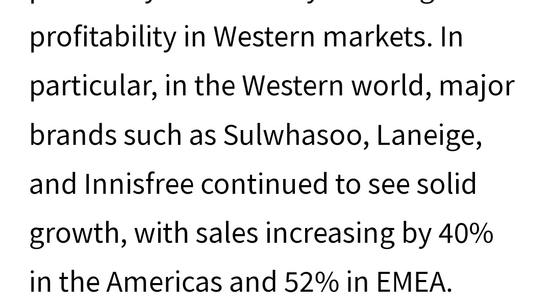 'In particular, in the Western world, major brands such as Sulwhasoo, Laneige, and Innisfree continued to see solid growth, with sales increasing by 40% in the Americas and 52% in EMEA!'
Rosé effect 🫶🏻
#ROSÉ #로제 #BLACKPINKROSÉ #블랙핑크로제