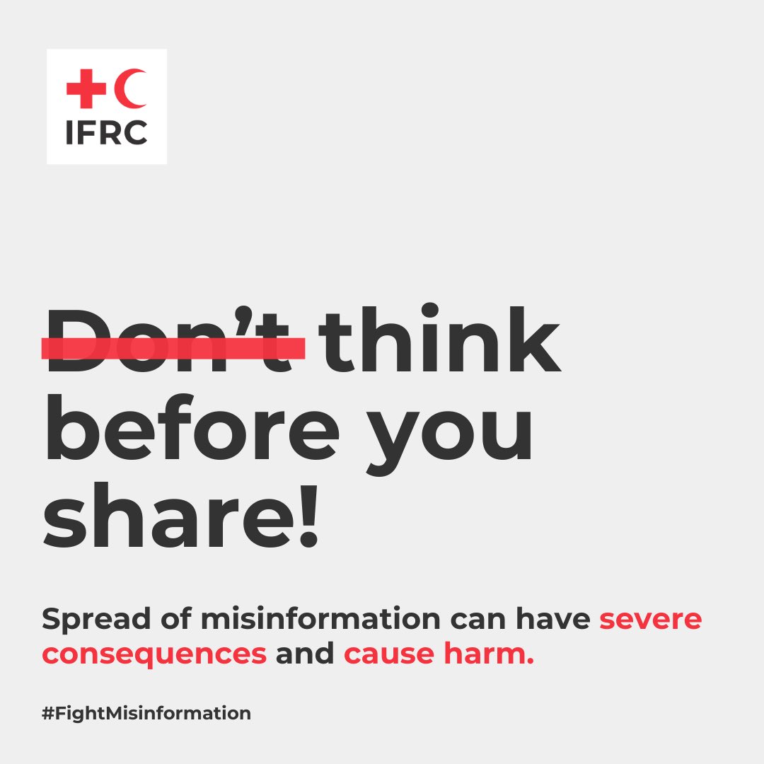 Think twice before sharing information.

Make sure to verify your sources.

Misinformation can pose serious challenges on the work of our teams, making aid delivery more difficult and preventing people from receiving the help they need.

Help us fight misinformation and save