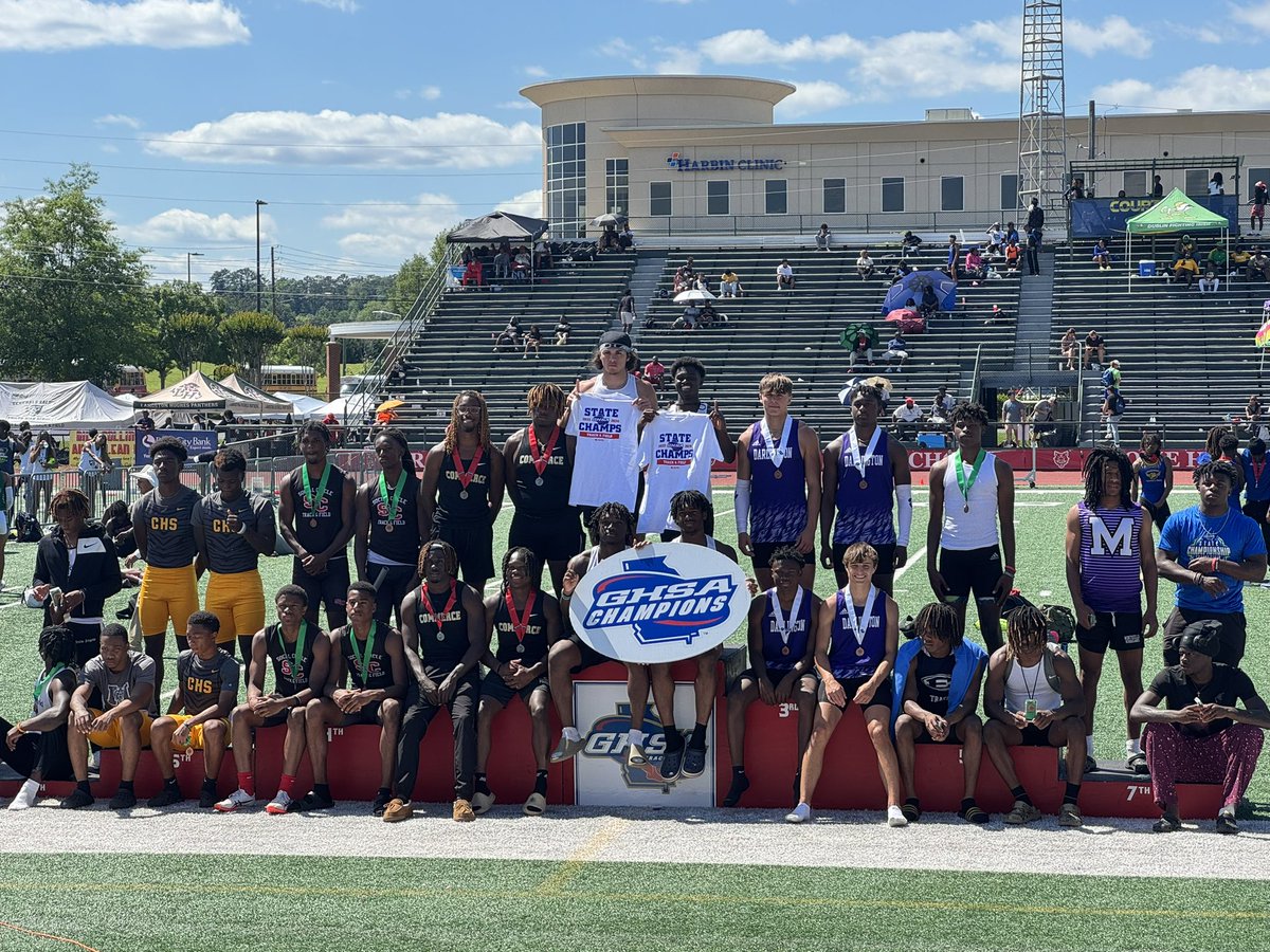 Congratulations to @CJGray03_ , @watkins_manny , @maclann_m , and @jdpenson19 for Winning the State Championship in the 4x100!