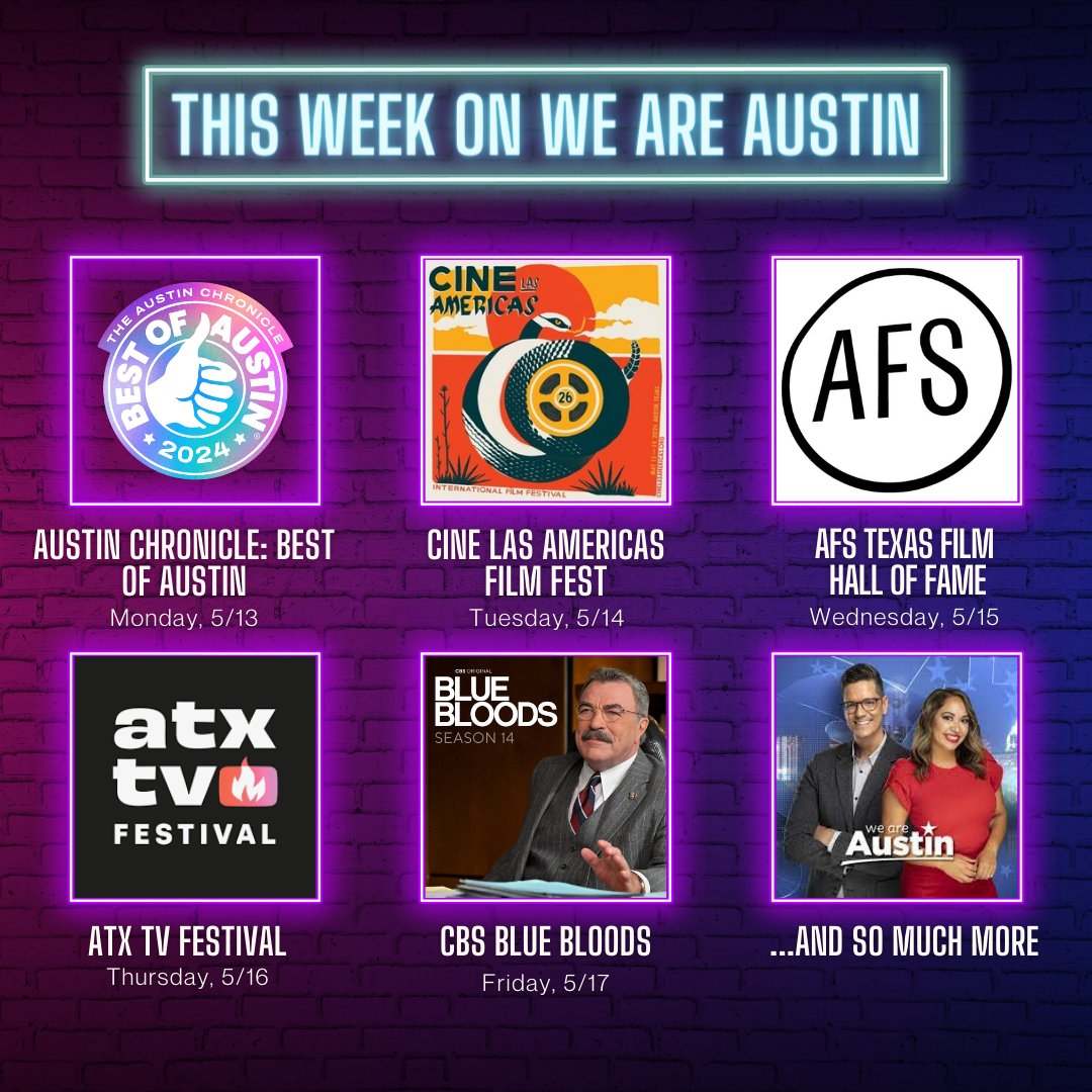 THIS WEEK: ⭐ @AustinChronicle 📽️ @CineLasAmericas 🎞️ @AustinFilm 📺 @ATXFestival 🚨 @BlueBloods_CBS ...and so much more! Tune in at 9 AM on CBS Austin