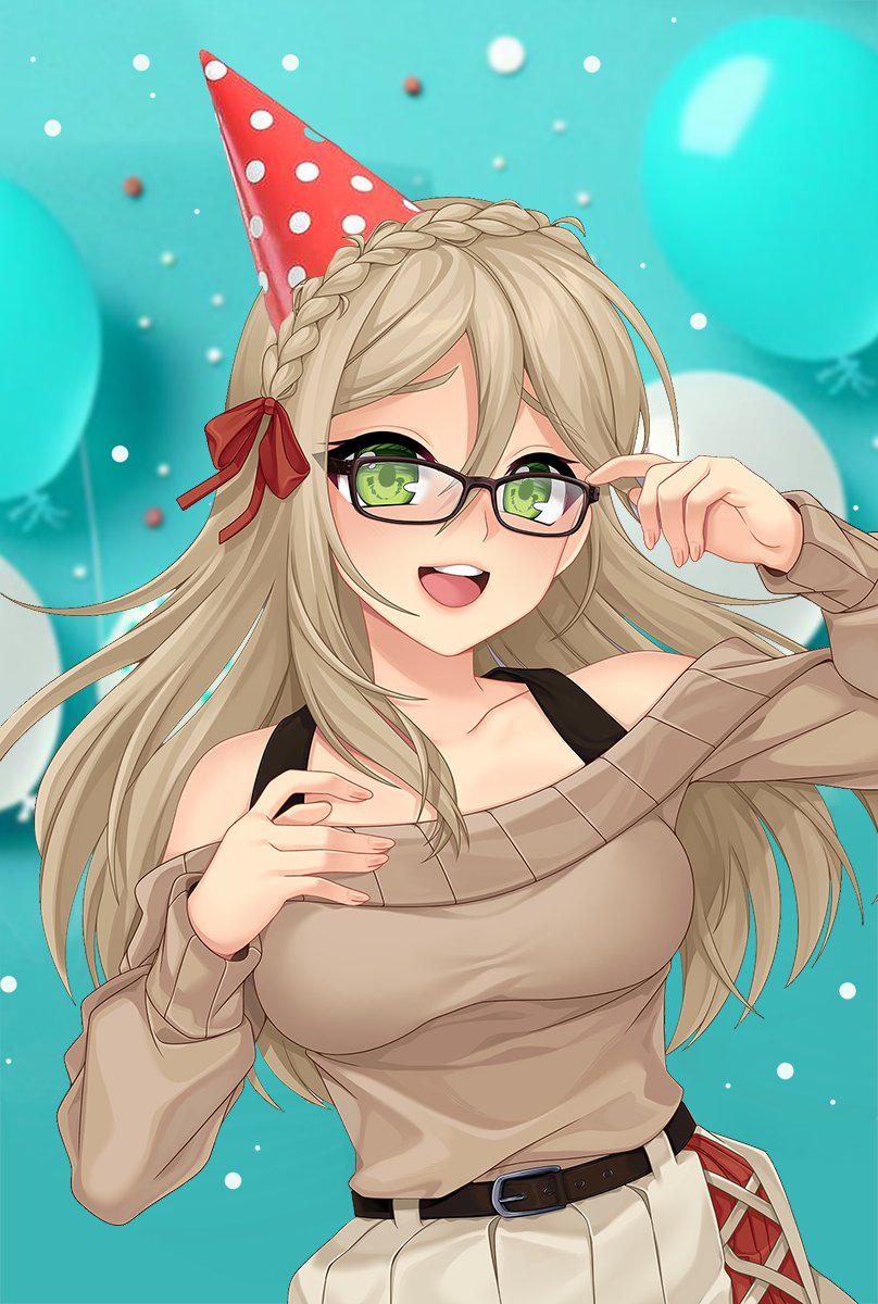 CrushCrush's tweet photo. It's sweet Renée's birthday today!  Maybe you should let her read in your lap? 📖 🎉 
"Oh, well, no trouble ever came from reading a book, right?  Heehee!" - Renée https://t.co/0bzk3PfSD4