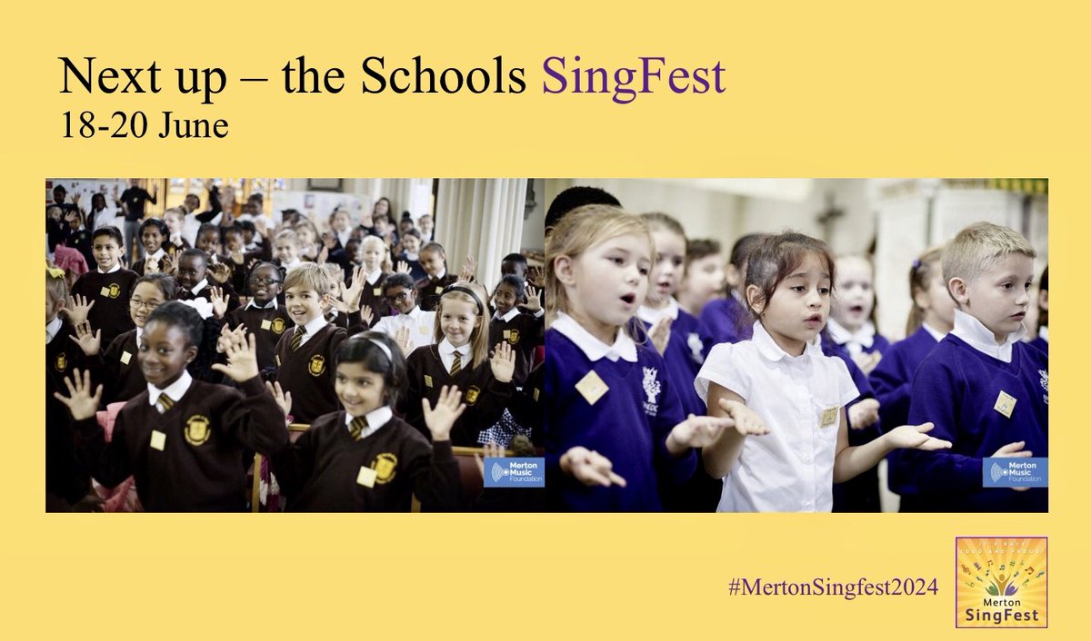 All the fun and music-making is not yet over: this year’s Schools Singfest takes place in June, organised by Soo Bishop and the amazing team <a href="/mertonmusic/">MertonMusic</a>. The Schools Singfest also goes from strength to strength with 20+ school choirs taking past this time #MertonSingfest2024