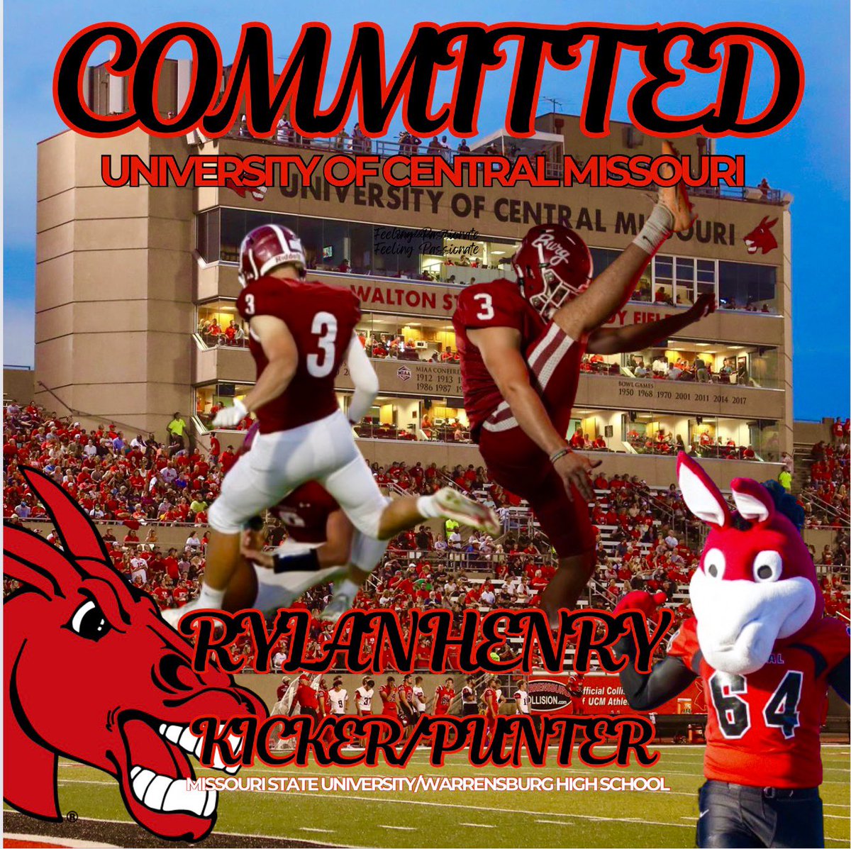 Warrensburg………IM BACK‼️

Thank you <a href="/JoshLamberson/">Coach Lambo</a>, <a href="/Adrian__Duncan/">Adrian Duncan</a>, the entire UCM staff, my parents, and God for making this happen! Let’s get to work!

<a href="/UCMFootballTeam/">Mules Football</a>