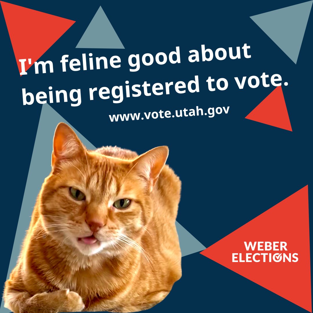 Feline good about being a registered voter. #weberelections #webercounty #voterregistraiton #utah
