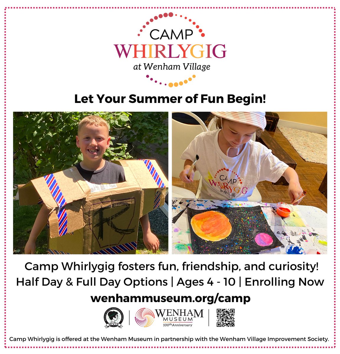 Camp Whirlygig is still accepting enrollment!

For more information and to enroll - wenhammuseum.org/camp/

#wenhammuseum #generationsatplay #campwhirlygig