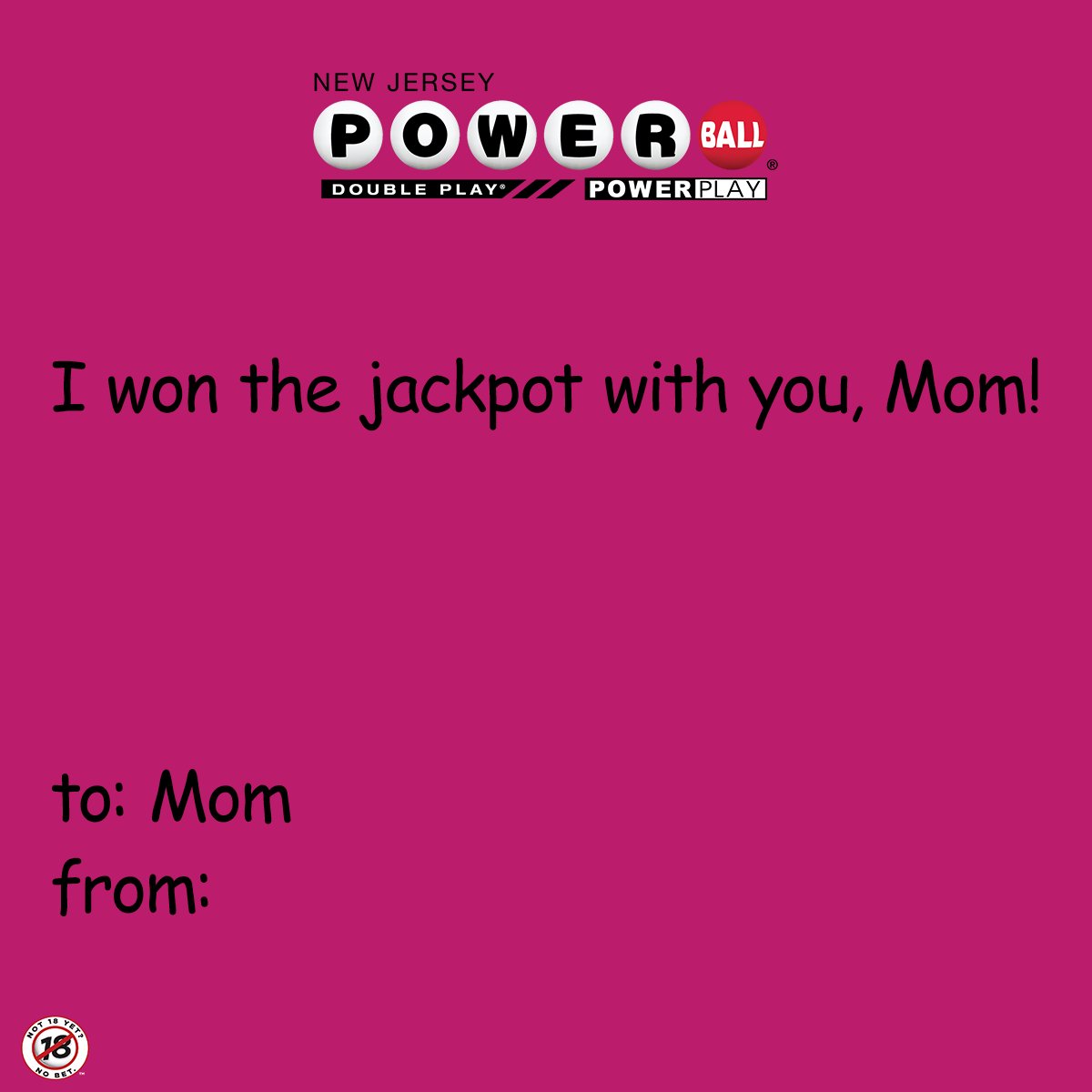 Send to your mom. 💕 #MothersDay . . . . Odds vary based on game played; for details visit NJLottery.com.